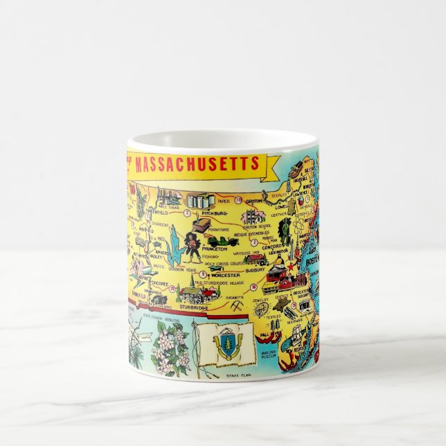 Mug Carte Vintage du Massachusetts (Centre)