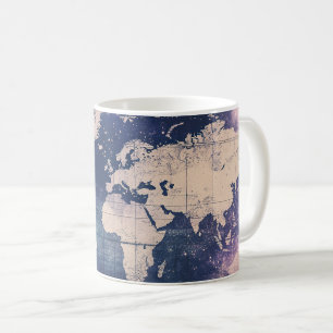 Mug Carte vintage du monde céleste pourpre (8)