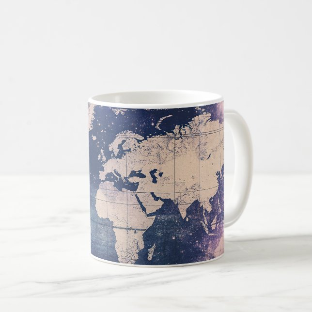Mug Carte vintage du monde céleste pourpre (8) (Devant droit)