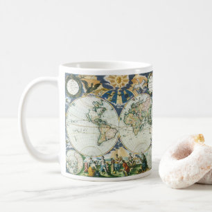 Mug Carte vintage du Vieux Monde par Pieter Goos, 1666