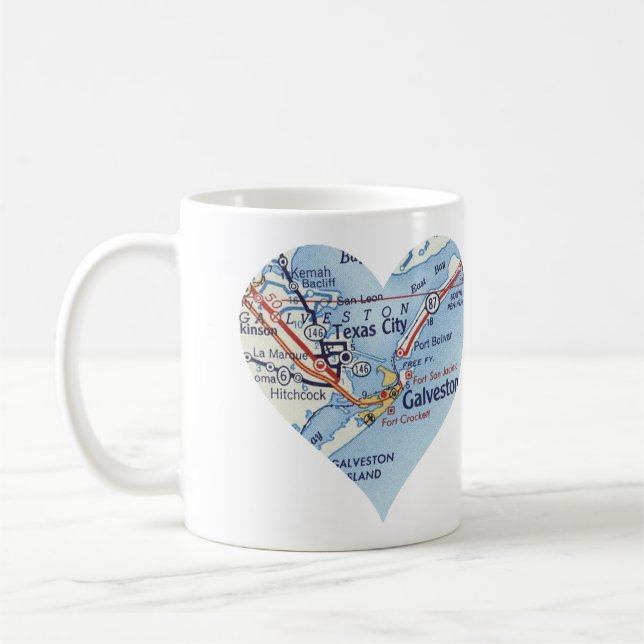 Mug Carte Vintage Galveston TX (Gauche)