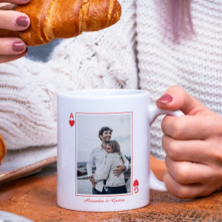 Mug cartes à jouer photo coeur amour as simple
