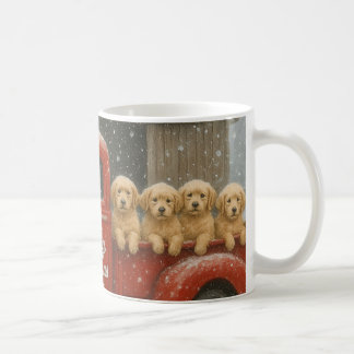 Mug Cartes de Noël avec des chiots Golden Retriever da