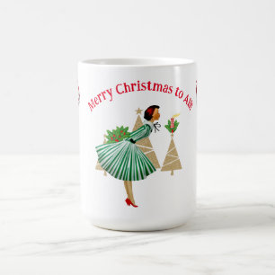 Mug Cartes de vœux de Noël Dame Vintage 1950