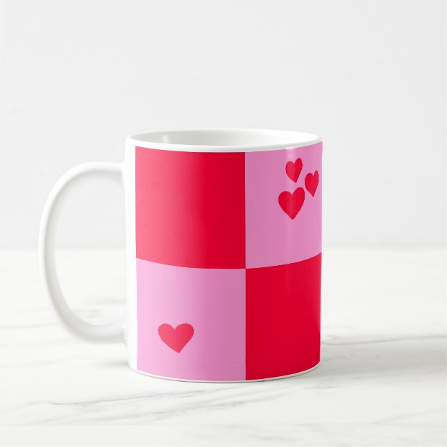Mug Cartes Grille rose et rouge (Gauche)