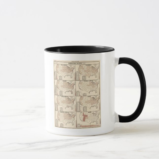 Mug cartes lithographiées des statistiques confessionn (Droite)