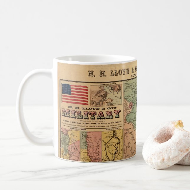 Mug Cartes stratégiques militaires de la guerre civile (Avec donut)