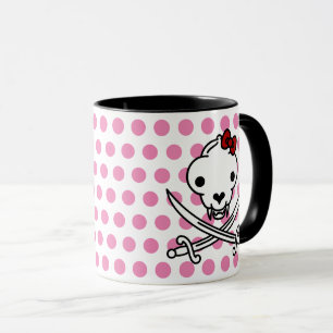Mug Cartographie noir blanc Jolly Kitty Pirate os crân
