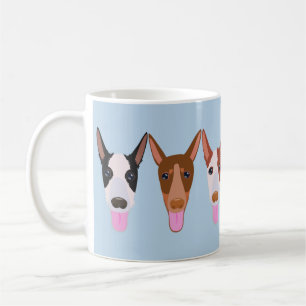 Mug Carton bleu clair Podenco Dog visages