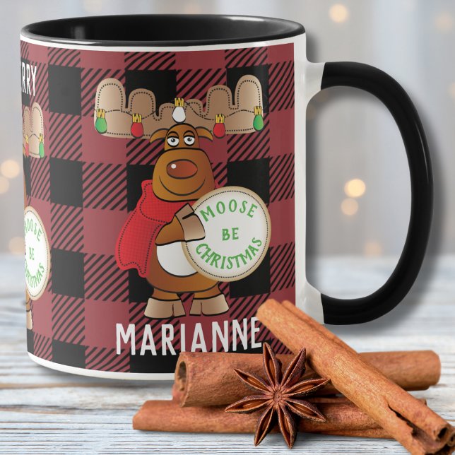 Mug Carton d'orignal Soyez Joyeux Drôle Plaid Personna (Créateur téléchargé)