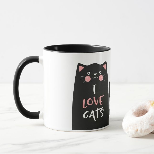 Mug Carton mignon J'aime les chats (Avec donut)