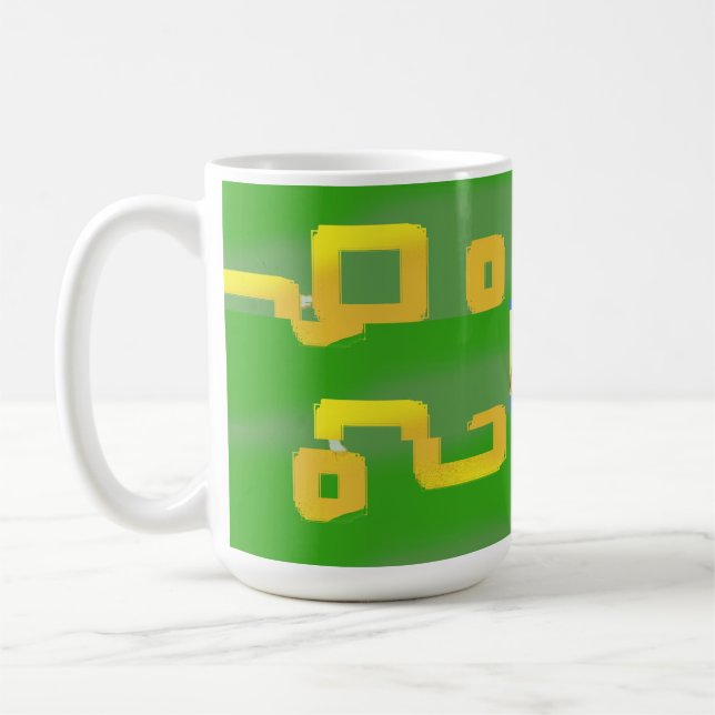 Mug Carton mignon Jaune Carré Vert (Gauche)