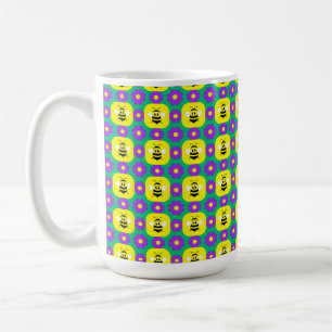 Mug Cartoon Bees and Flowers