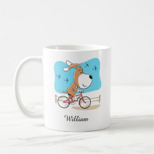 Mug Cartoon Chien mignon Chien Chiot Vélo équitation V