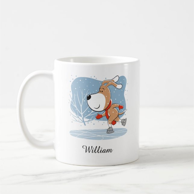 Mug Cartoon Chien mou Chien Chiot Patinage sur glace S (Gauche)