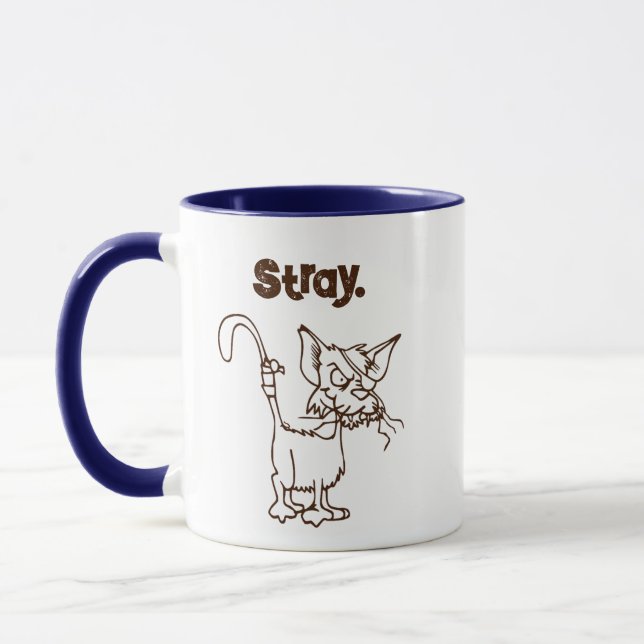 Mug Cartoon de chat en pelouse dure - Attitude drôle T (Gauche)