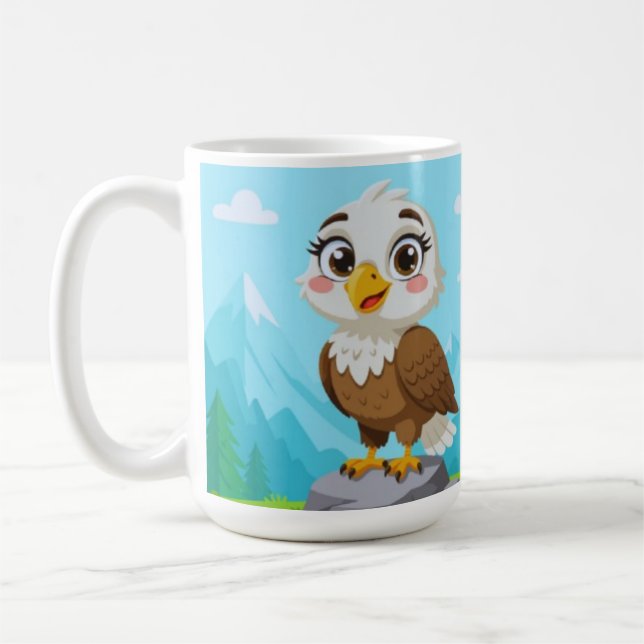 Mug Cartoon Eagle on Rock – Cute Vector Character (Gauche)