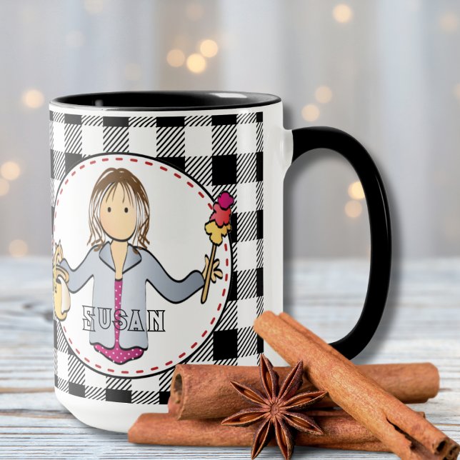 Mug Cartoon Lady de nettoyage Merci personnalisé cadea (Créateur téléchargé)