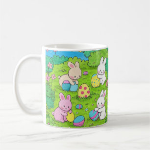 Mug Cartoon lapins de Pâques et oeufs colorés