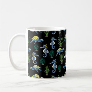 Mug Cartoon mignon et coloré Sea Horses & Turtles
