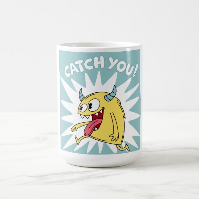 Mug Cartoon Monster Jaune Courir - Vous Attraper (Centre)