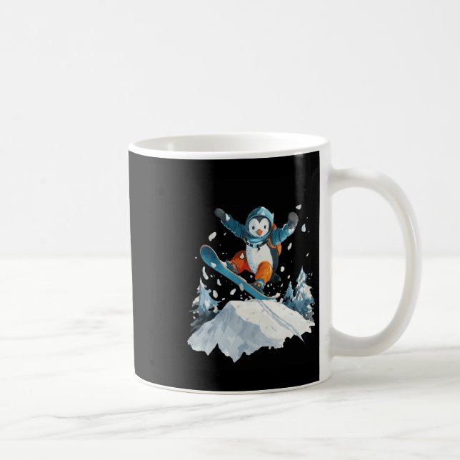 Mug Cartoon Penguin Snowboard Aventure Hiver (Droite)