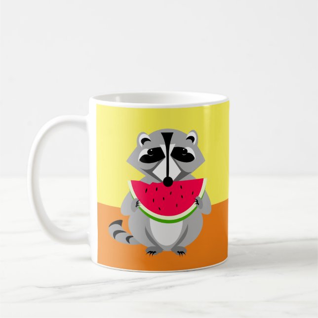 Mug Cartoon Raccoon Avec Watermelon (Gauche)