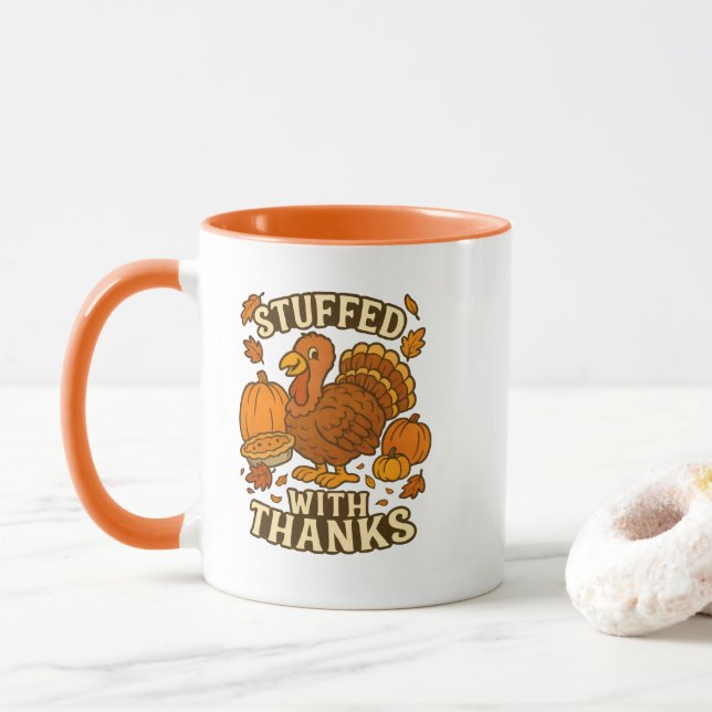 Mug Cartoon Turquie Bon thanksgiving (Avec donut)