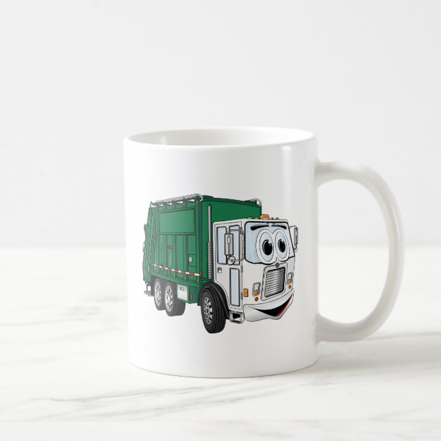 Mug Cartoon vert blanc souriant à ordures (Droite)