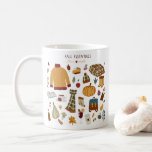 Mug Cas Essentials Digital Drawing<br><div class="desc">Objets d'automne dessinés à la main avec du pull, écharpe, couverture, feuille, sac à dos, café, vin glint, citrouille, tourte citrouille, bougie, bottes, casquette, champignons, baies. Illustration Thanksgiving confortable dessinée à la main pour le scrapbook, stationnaire, carte cadeau et de voeux, design de t-shirt. Chute tasse à café pour salon,...</div>