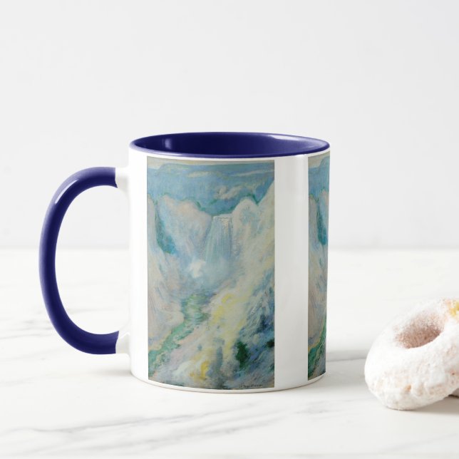 Mug Cascade dans Yellowstone par Twachtman, Art Vintag (Avec donut)