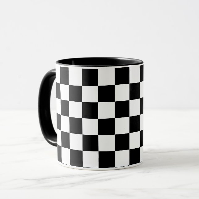Mug Cases de jeu d'échecs noir et blanc (Devant gauche)