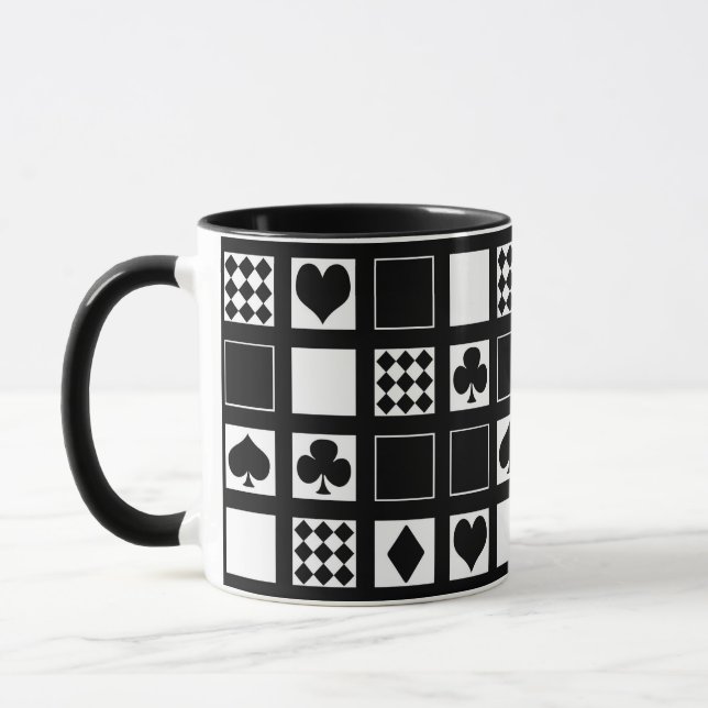 Mug Casino jouer aux cartes costume coeur croix clubs  (Gauche)