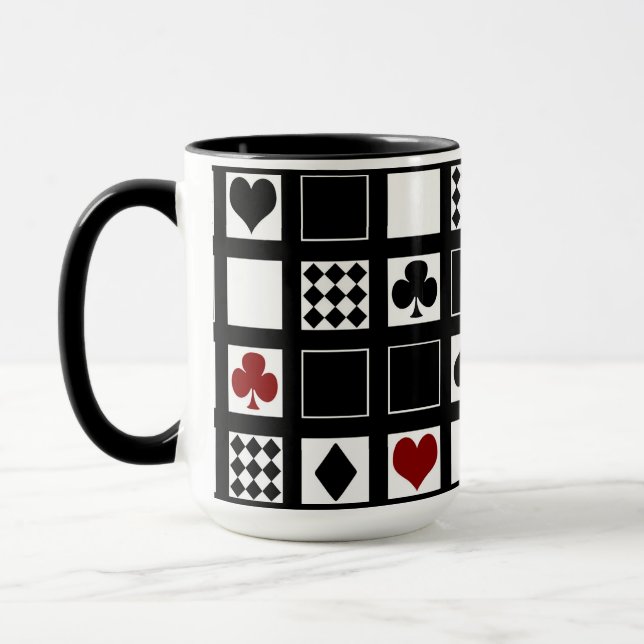 Mug Casino jouer aux cartes costume coeur croix clubs  (Gauche)