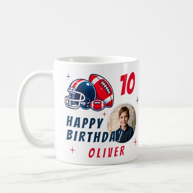 Mug Casque de balle de football Caricature Photo Anniv (Gauche)