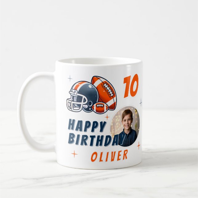Mug Casque de balle de football Caricature Photo Anniv (Gauche)