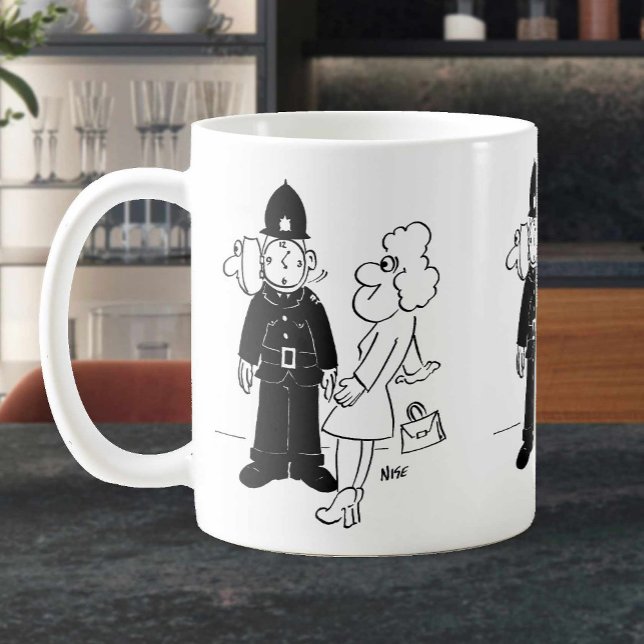 Mug Casque de l'horloge du policier britannique. Drôle (Créateur téléchargé)