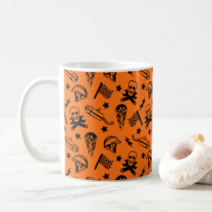 Mug Casque de moto de motocross course crâne orange