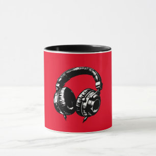 Mug Casque de musique noir DJ 