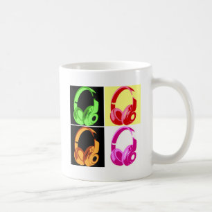 Mug Casque de quatre couleurs Pop Art Tête Téléphone