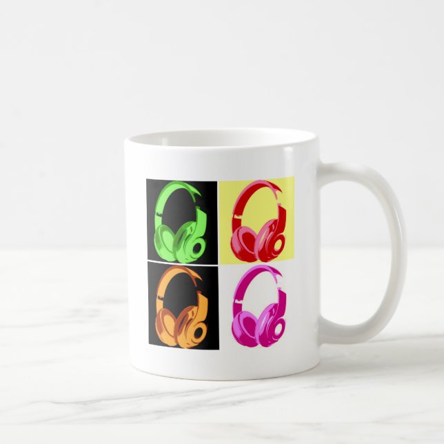 Mug Casque de quatre couleurs Pop Art Tête Téléphone (Droite)