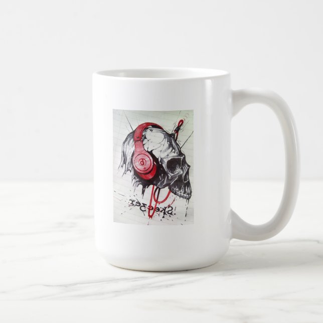 Mug Casque rouge crâne rythmique Dark Art Designer Ho (Droite)