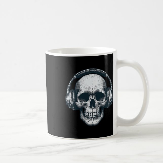 Mug Casque Skeleton Dj Éffrayant Musicien Crâne Hallo (Droite)