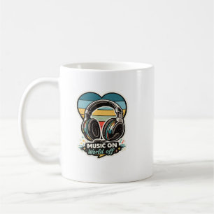 Mug Casque Vintage Design Musique Sur Monde Éteint