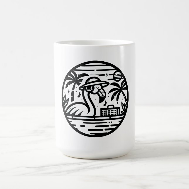 Mug Casques de Flamant rose noir et blanc & Tropiques  (Centre)