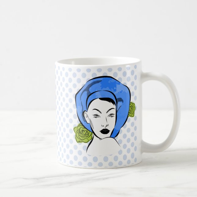 Mug Casquette bleu Polka Dot (Droite)