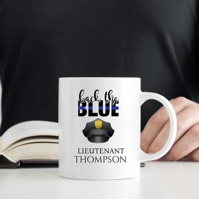 Mug Casquette de police personnalisé Retour au bleu (Créateur téléchargé)