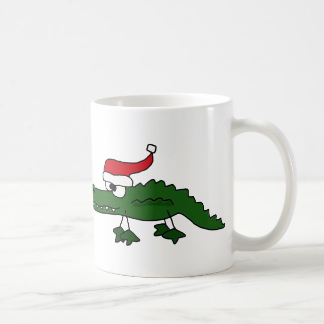 Mug Casquette de port de Noël d'alligator mignon (Droite)