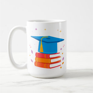 Mug Casquette de remise des diplômes bleue avec des li