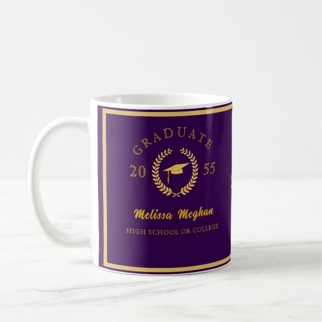 Mug Casquette d'or simple Laurel Wreath Graduation Mon (Gauche)